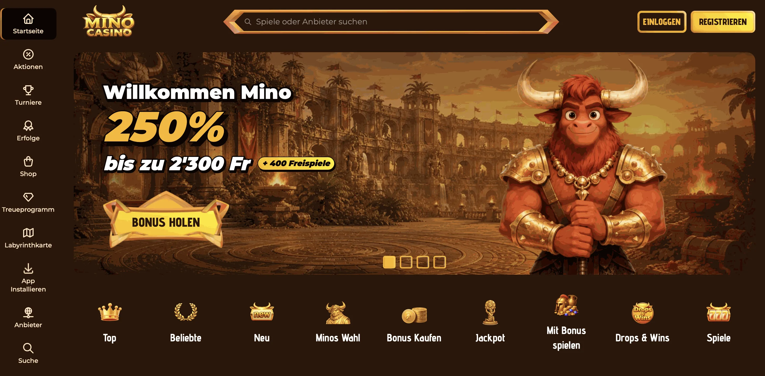 Mino Casino Startseite